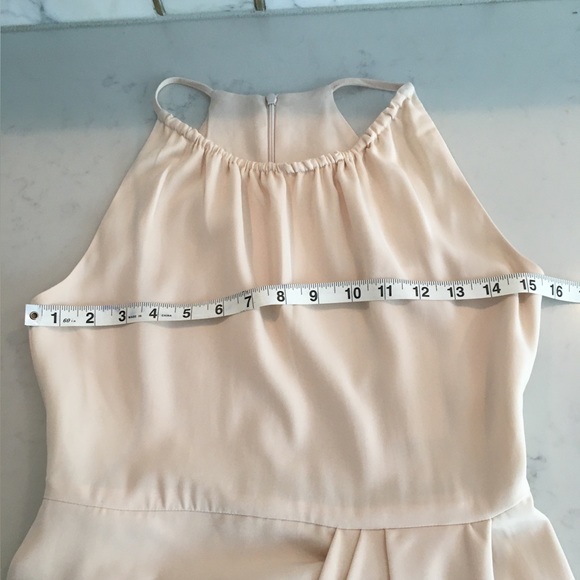 NWT Shona Joy High-Neck Ruched Nude Evening Occassion Wedding Dress, US Size 2 - Picture 7 of 11